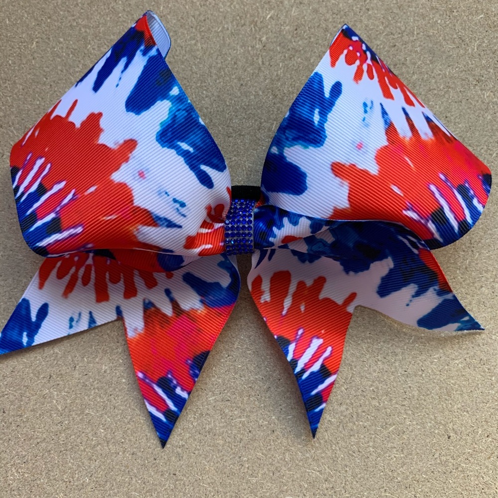 Red, White & Blue Tie-Dye Cheer Bow